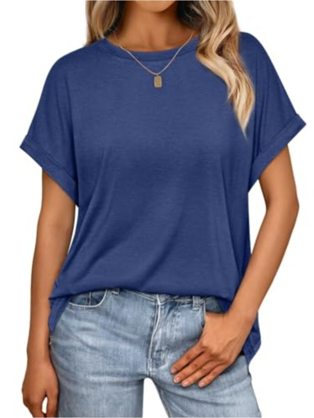 Oversized Crew Neck Short Sleeve Blouse